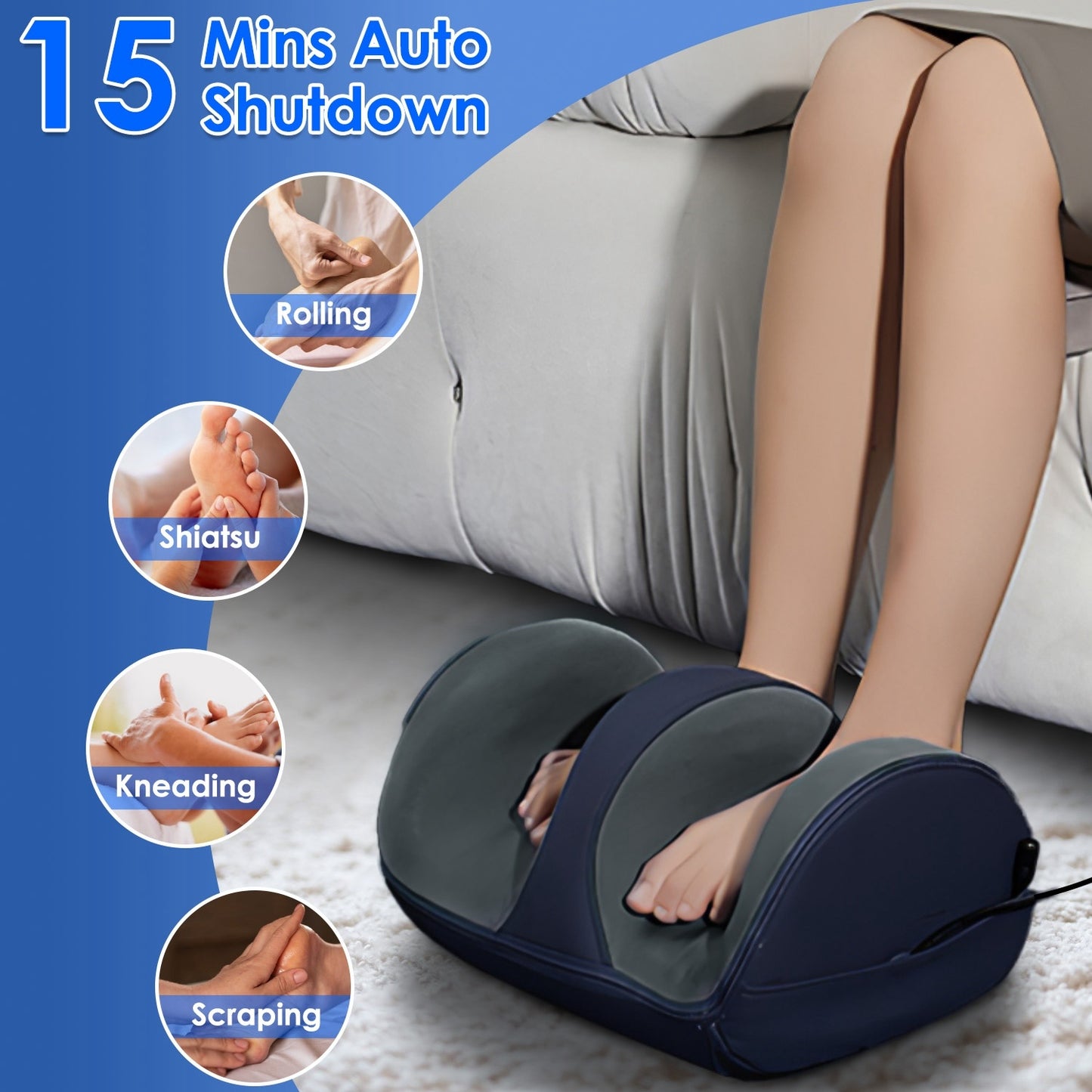 (US) Shiatsu Foot Massager With Heat Foot Calf Thigh Arm Massager Machine With 3 Modes 3 Intensity Levels Gifts For Mom Dad Lover