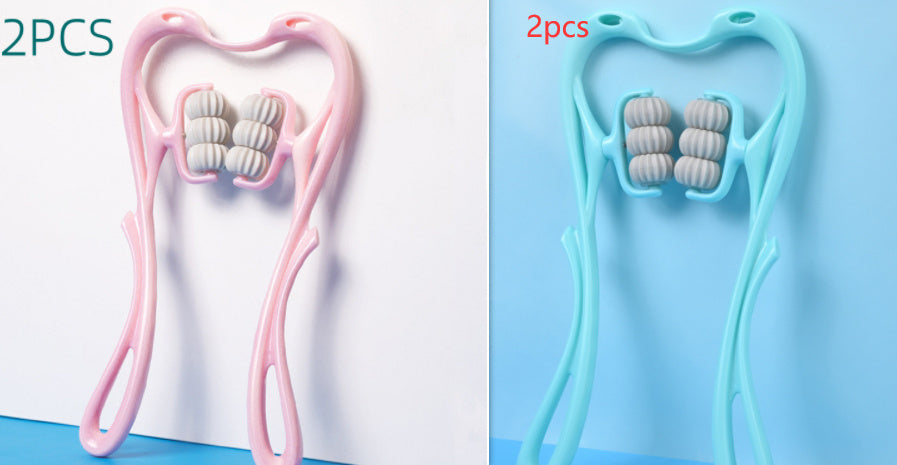 (US-CN) Multifunctional Manual Six-wheel Neck Massager Massage Relieve Roller Massage Tool