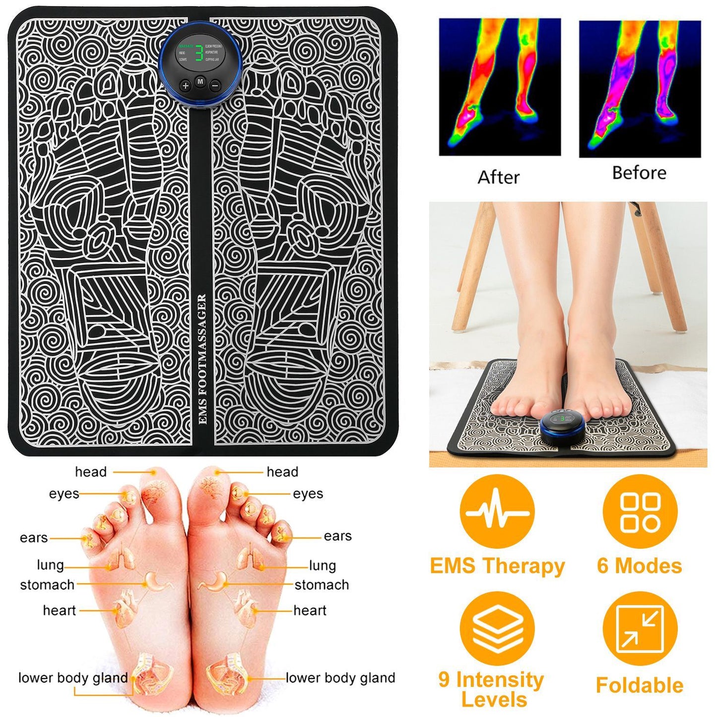 (US) Foot Massage Pad Electric Stimulator Massager