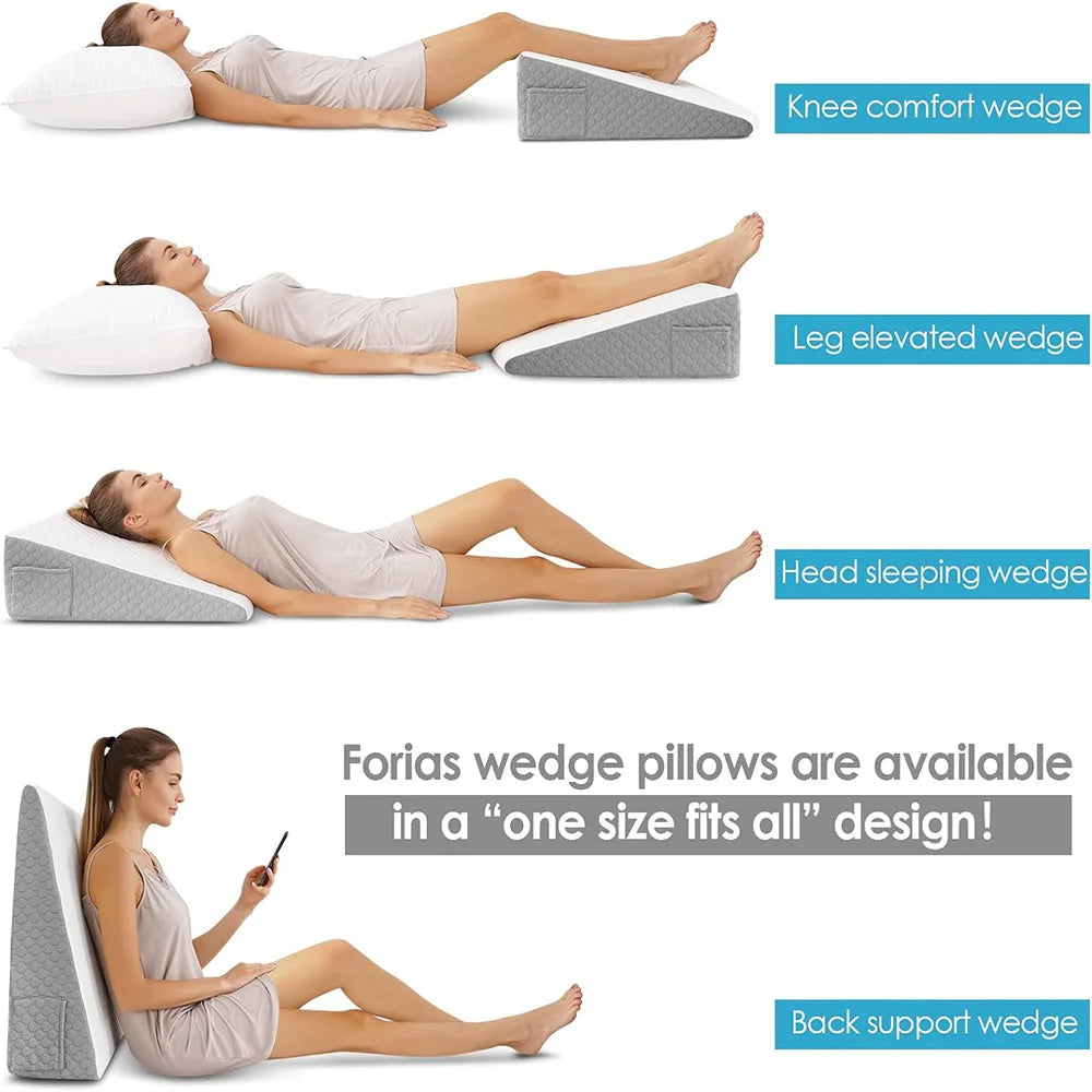 Ali for material Bed Wedge Pillow for Sleeping, Soft Memory Foam Top, Triangle Pillow Wedge, Body Positioners for Leg Elevation, Snoring Relief