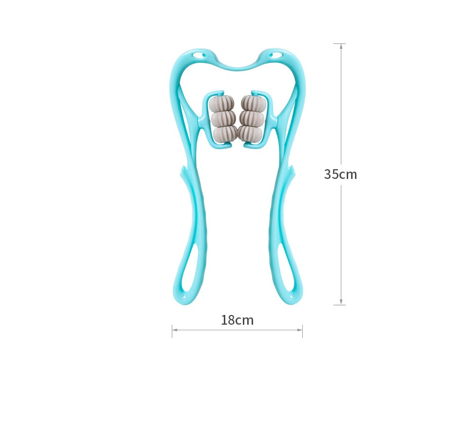 (US-CN) Multifunctional Manual Six-wheel Neck Massager Massage Relieve Roller Massage Tool