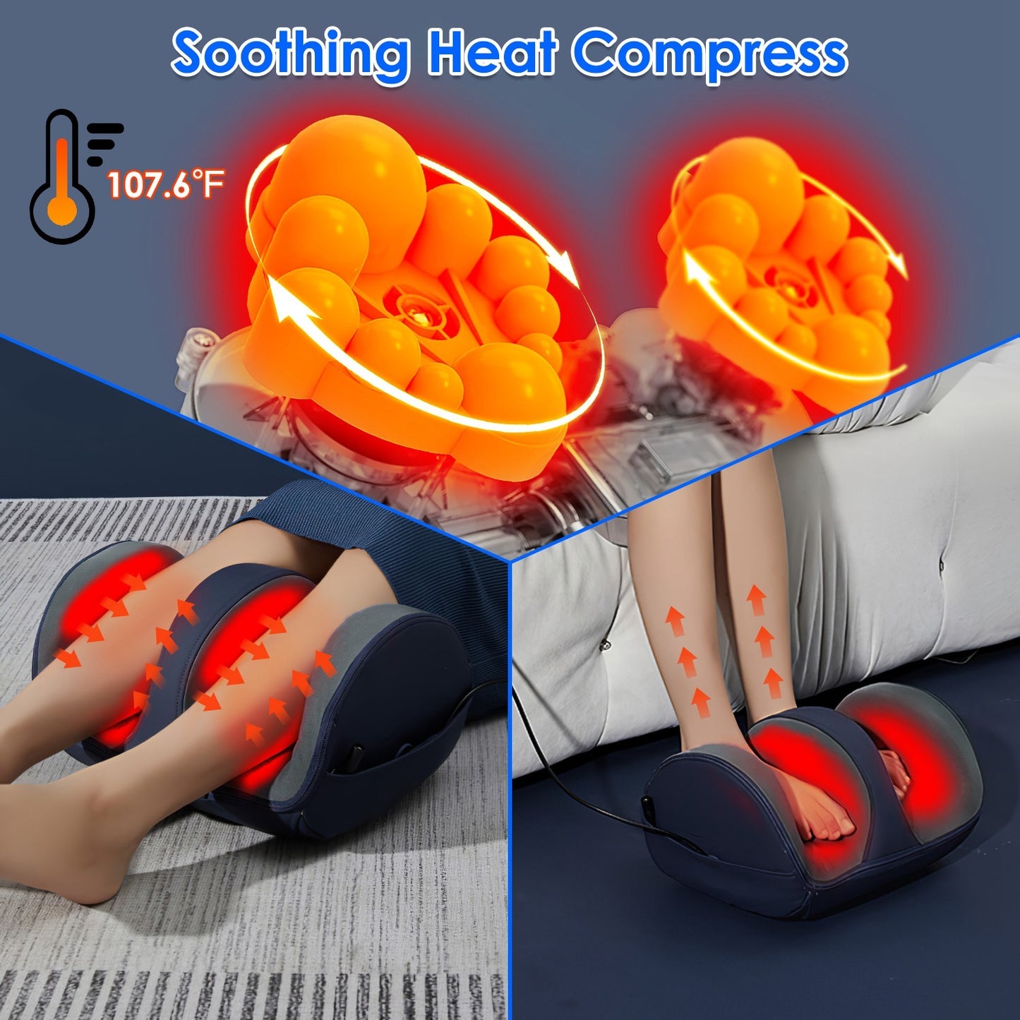 (US) Shiatsu Foot Massager With Heat Foot Calf Thigh Arm Massager Machine With 3 Modes 3 Intensity Levels Gifts For Mom Dad Lover