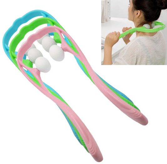 (US-CN) Plastic Pressure Point Therapy Neck Massageador Massagem Relieve Hand Roller Neck Massager For Neck Shoulder Trigger Point