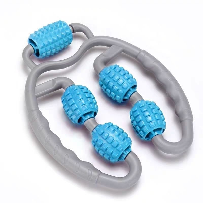 (US-CN) U Shape Trigger Point Massage Roller Full Body Massage Tool Arm Leg Neck Muscle Massager 4 Wheels Fitness Device For Sports