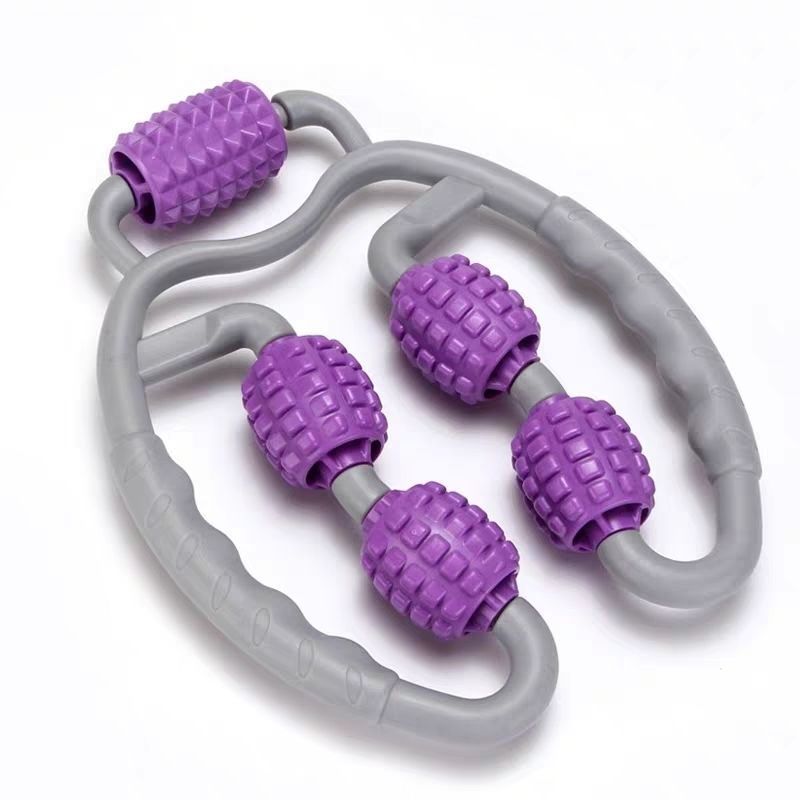 (US-CN) U Shape Trigger Point Massage Roller Full Body Massage Tool Arm Leg Neck Muscle Massager 4 Wheels Fitness Device For Sports