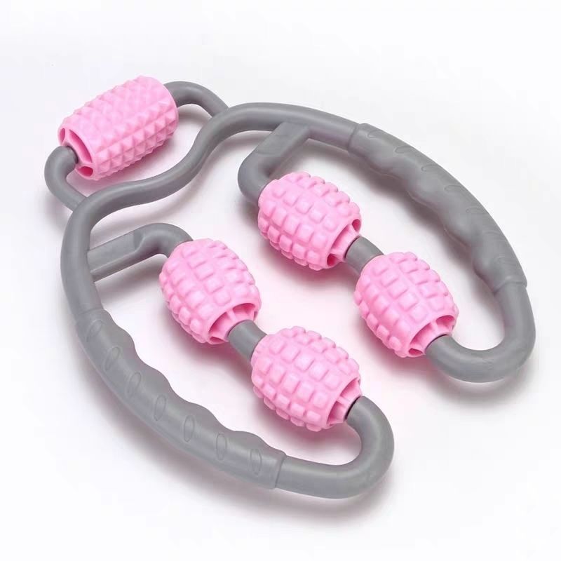 (US-CN) U Shape Trigger Point Massage Roller Full Body Massage Tool Arm Leg Neck Muscle Massager 4 Wheels Fitness Device For Sports