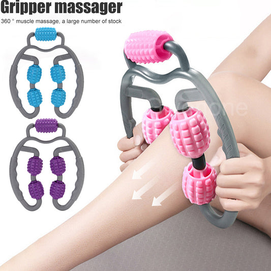 (US-CN) U Shape Trigger Point Massage Roller Full Body Massage Tool Arm Leg Neck Muscle Massager 4 Wheels Fitness Device For Sports