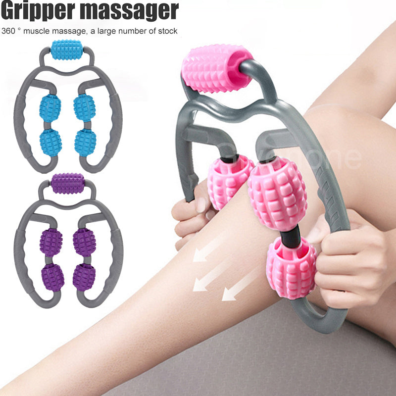 (US-CN) U Shape Trigger Point Massage Roller Full Body Massage Tool Arm Leg Neck Muscle Massager 4 Wheels Fitness Device For Sports