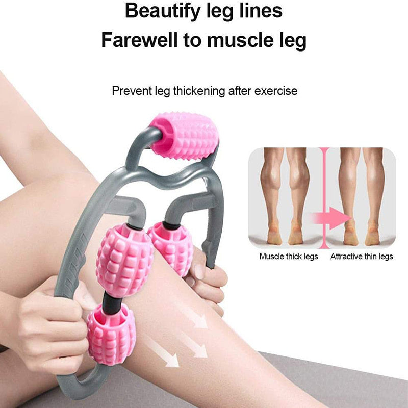 (US-CN) U Shape Trigger Point Massage Roller Full Body Massage Tool Arm Leg Neck Muscle Massager 4 Wheels Fitness Device For Sports