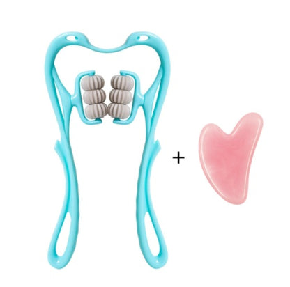 (US-CN) Multifunctional Manual Six-wheel Neck Massager Massage Relieve Roller Massage Tool